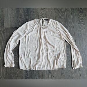 Vince Gathered Draped Neck Crepe Long Sleeve Blouse in Blush Size 12